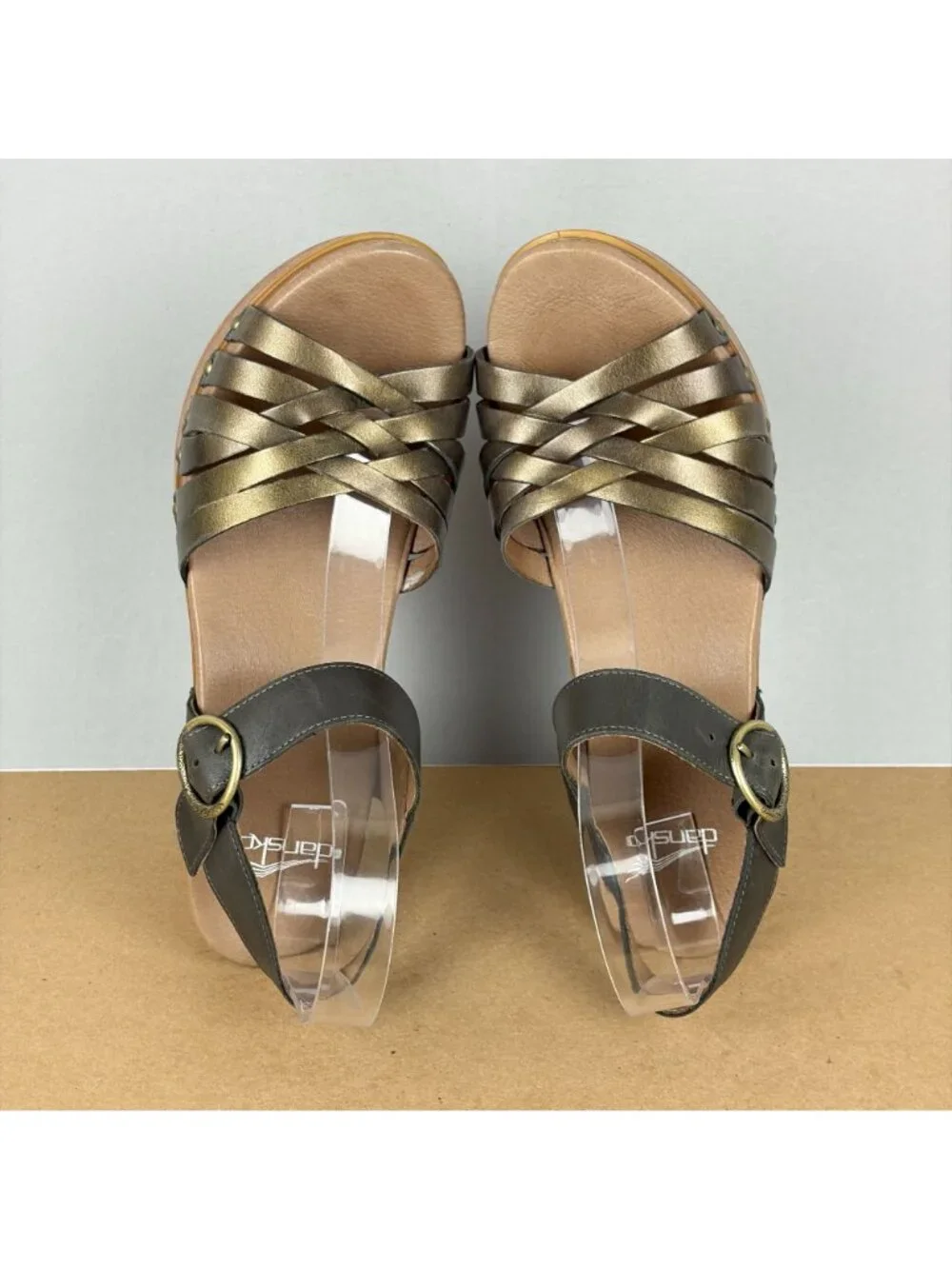 Dansko Dawson Heeled Sandals Womens 9 EU 39 Metallic Old Gold Ankle Strap